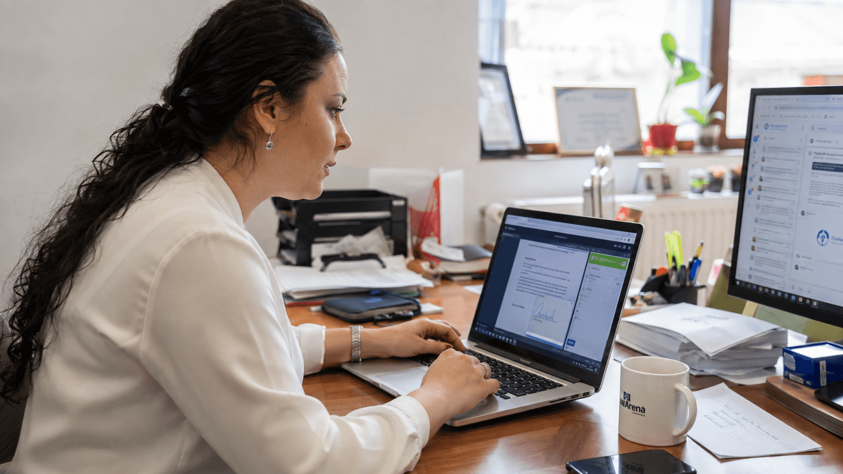 Broker credite intr-un birou semnand electronic un document